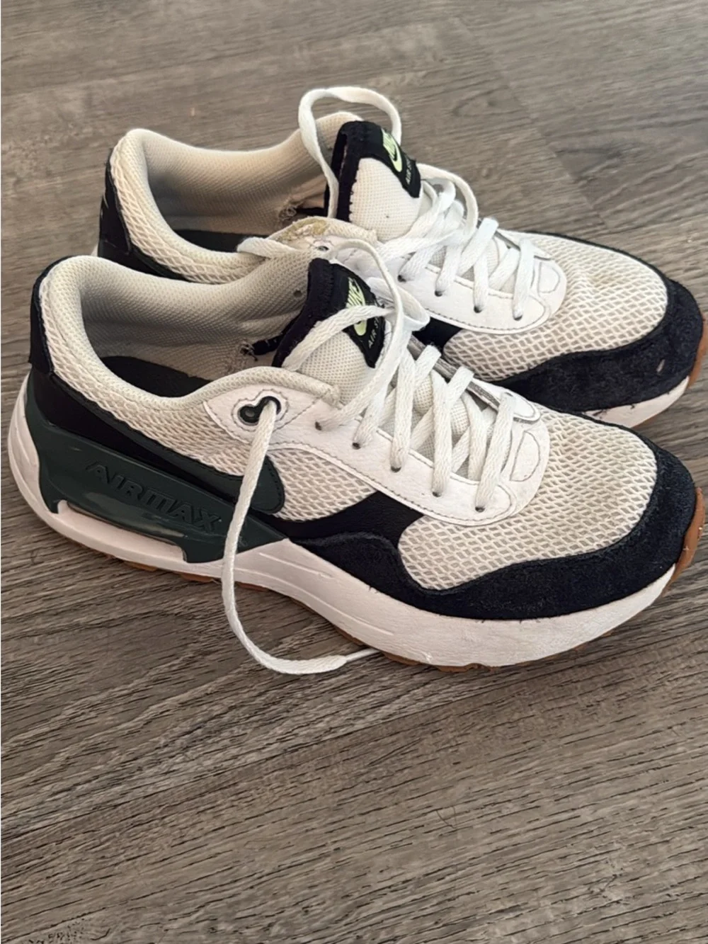 Nike Kids White Black Green Air Max Sneakers